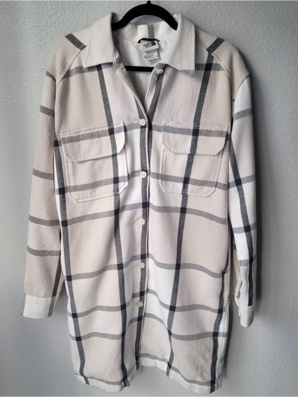 The North Face Cream Plaid Long Shacket